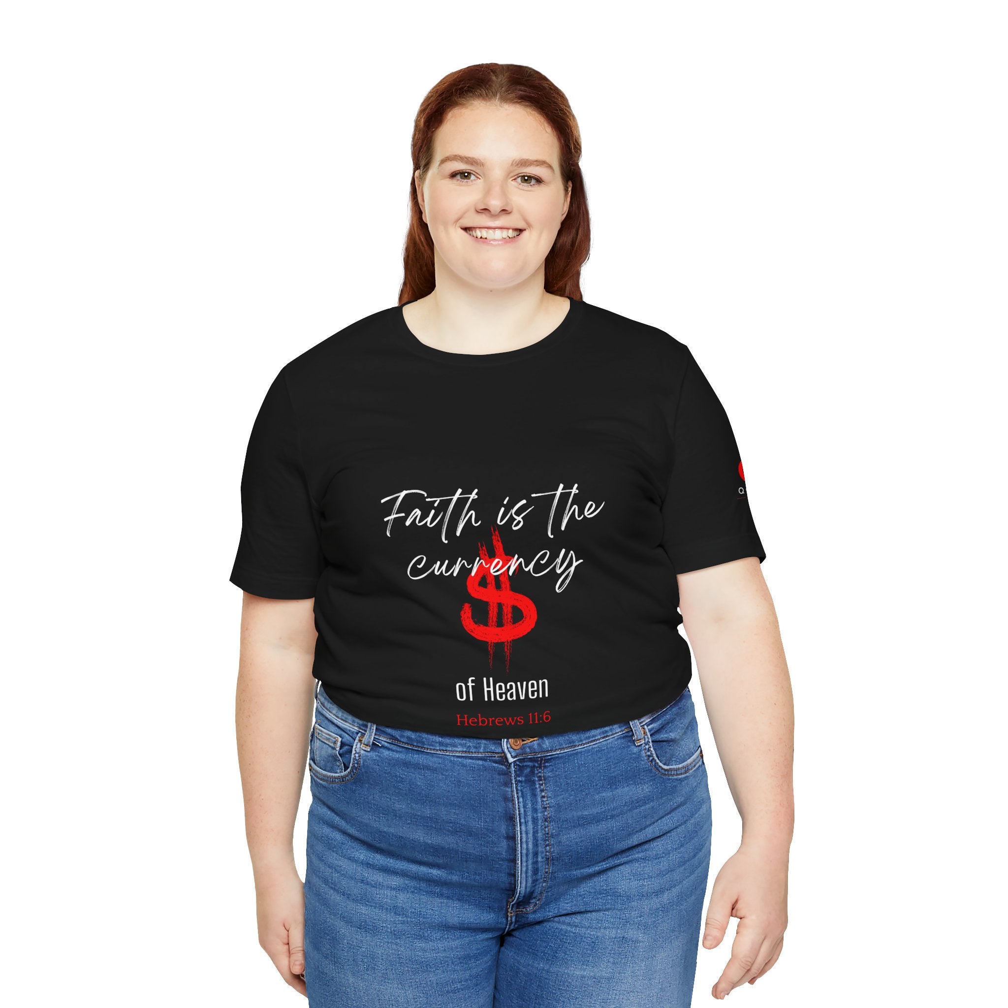 Faith & Finance T-Shirt — Red Dollar Currency Design (Hebrews 11:6)