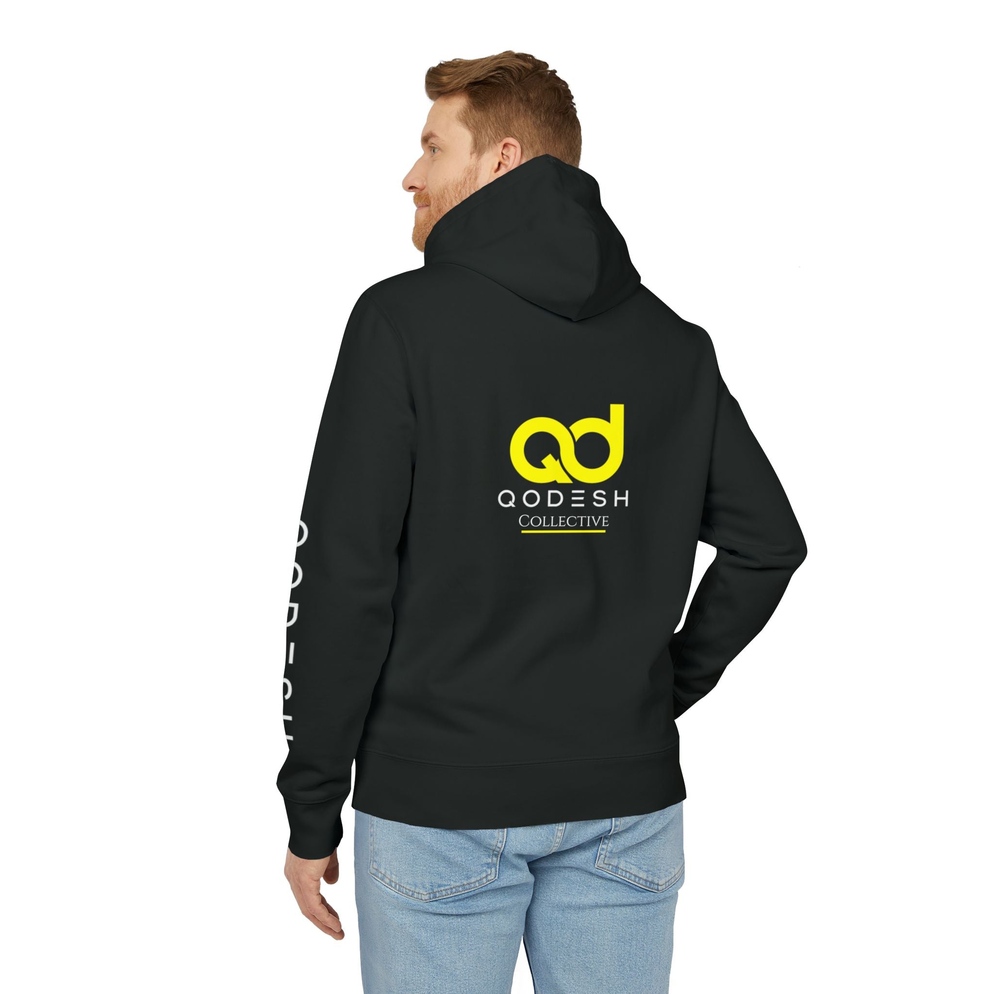 Love, Grace, Mercy Minimalist Hoodie — Yellow "LOVE" Graphic Pullover