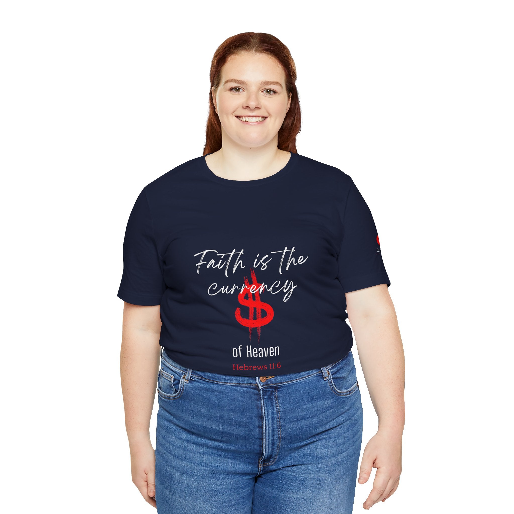 Faith & Finance T-Shirt — Red Dollar Currency Design (Hebrews 11:6)