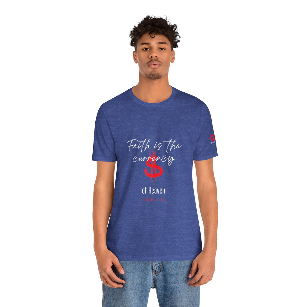 Faith & Finance T-Shirt — Red Dollar Currency Design (Hebrews 11:6)