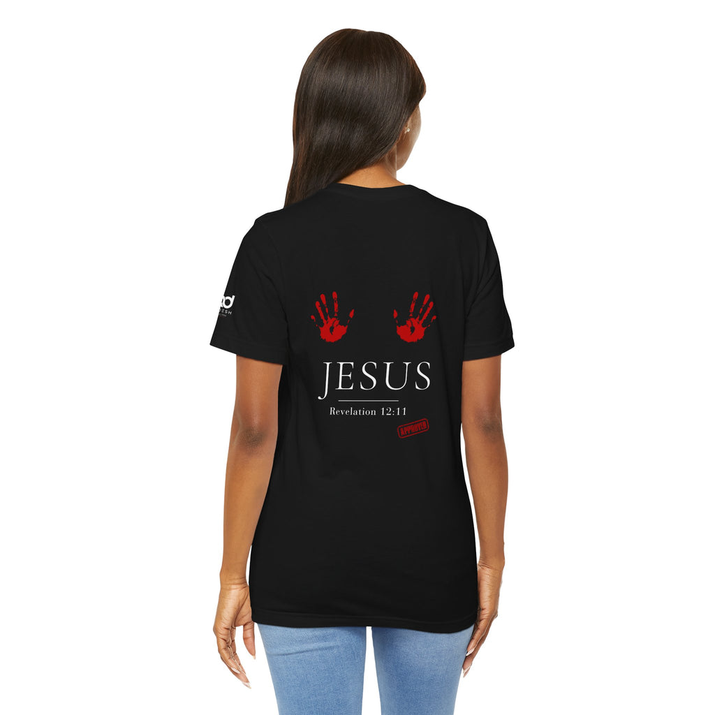 Freedom Stamp T‑Shirt — Distressed Red 'FREEDOM' Graphic Tee with Handprint Back