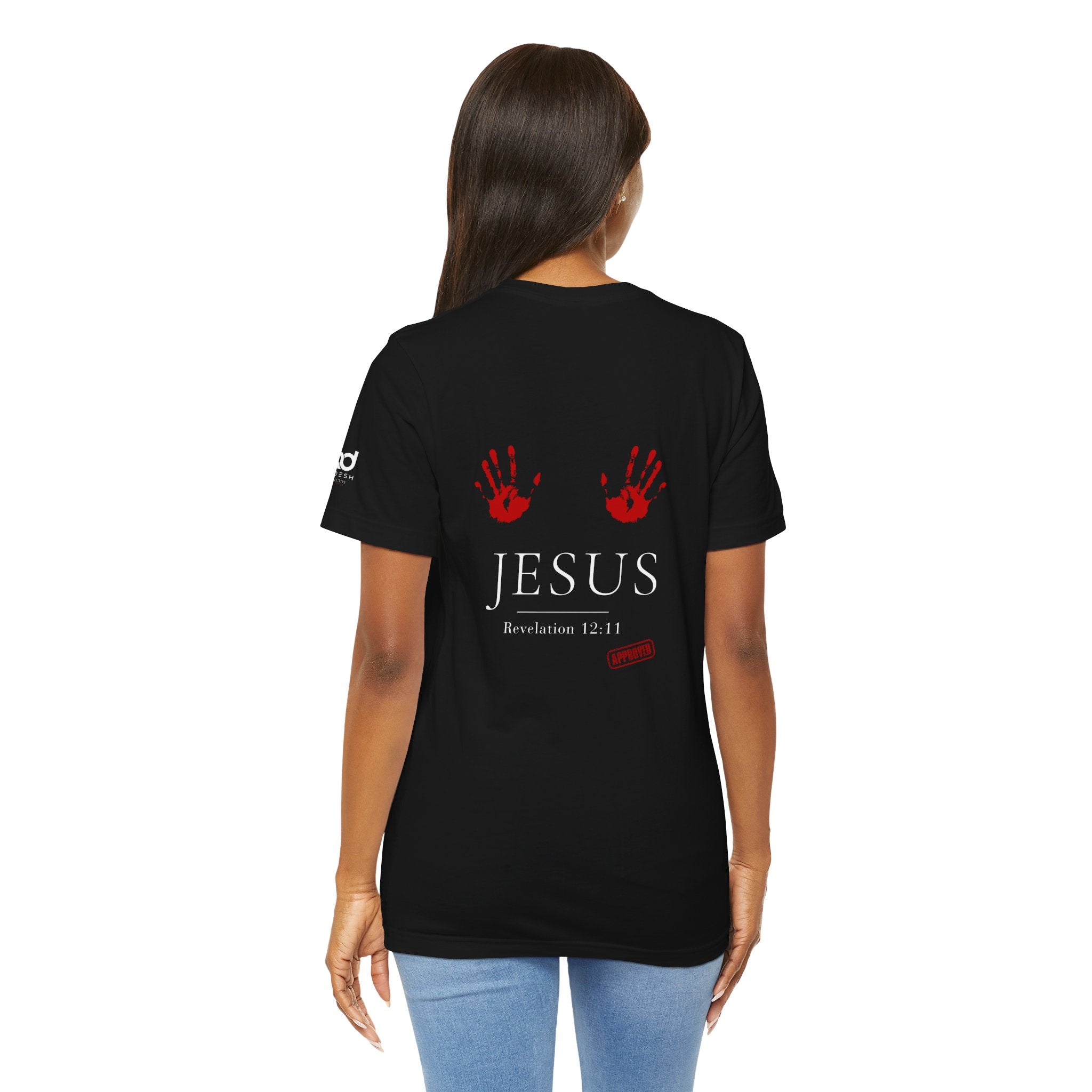 Freedom Stamp T‑Shirt — Distressed Red 'FREEDOM' Graphic Tee with Handprint Back