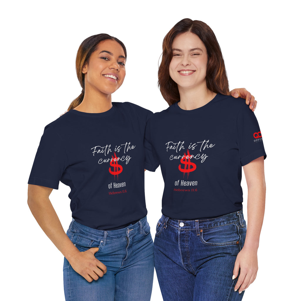 Faith & Finance T-Shirt — Red Dollar Currency Design (Hebrews 11:6)