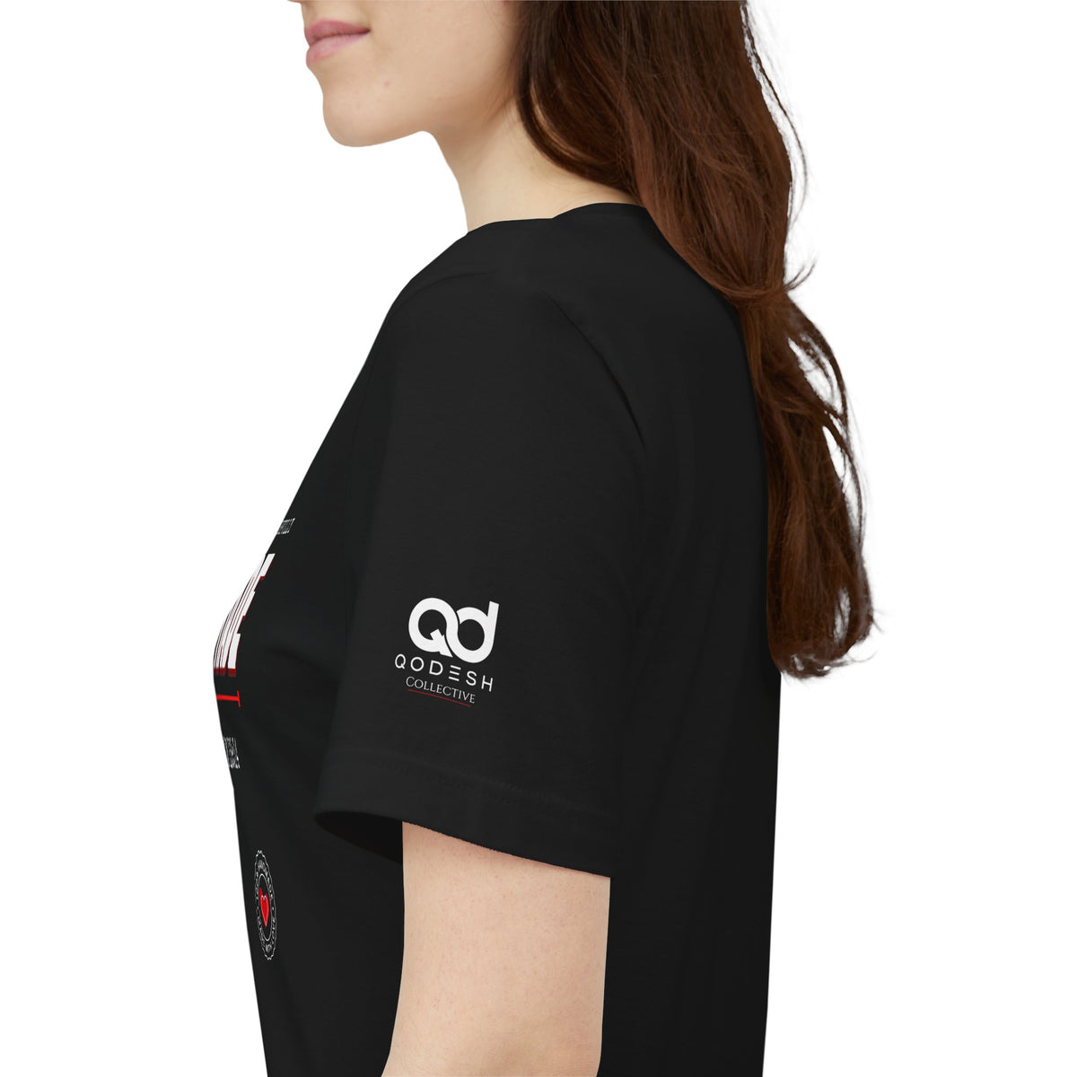 Qodesh Signature Collection T-Shirt — Minimal 'Fearfully & Wonderfully MADE' Design with Tiny Red Heart