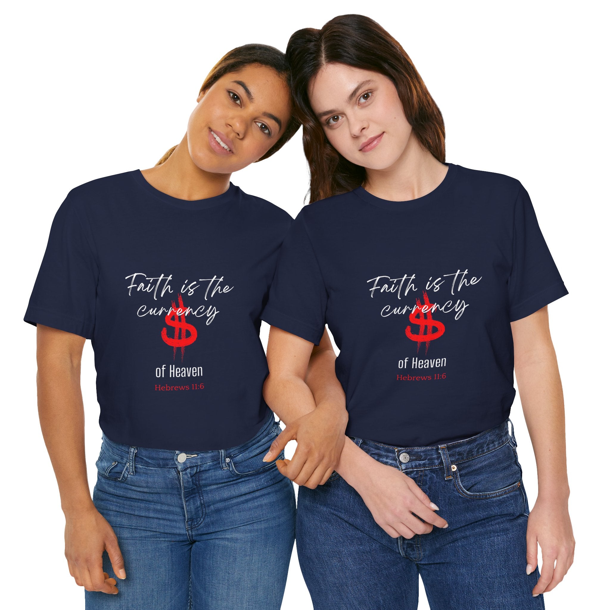 Faith & Finance T-Shirt — Red Dollar Currency Design (Hebrews 11:6)