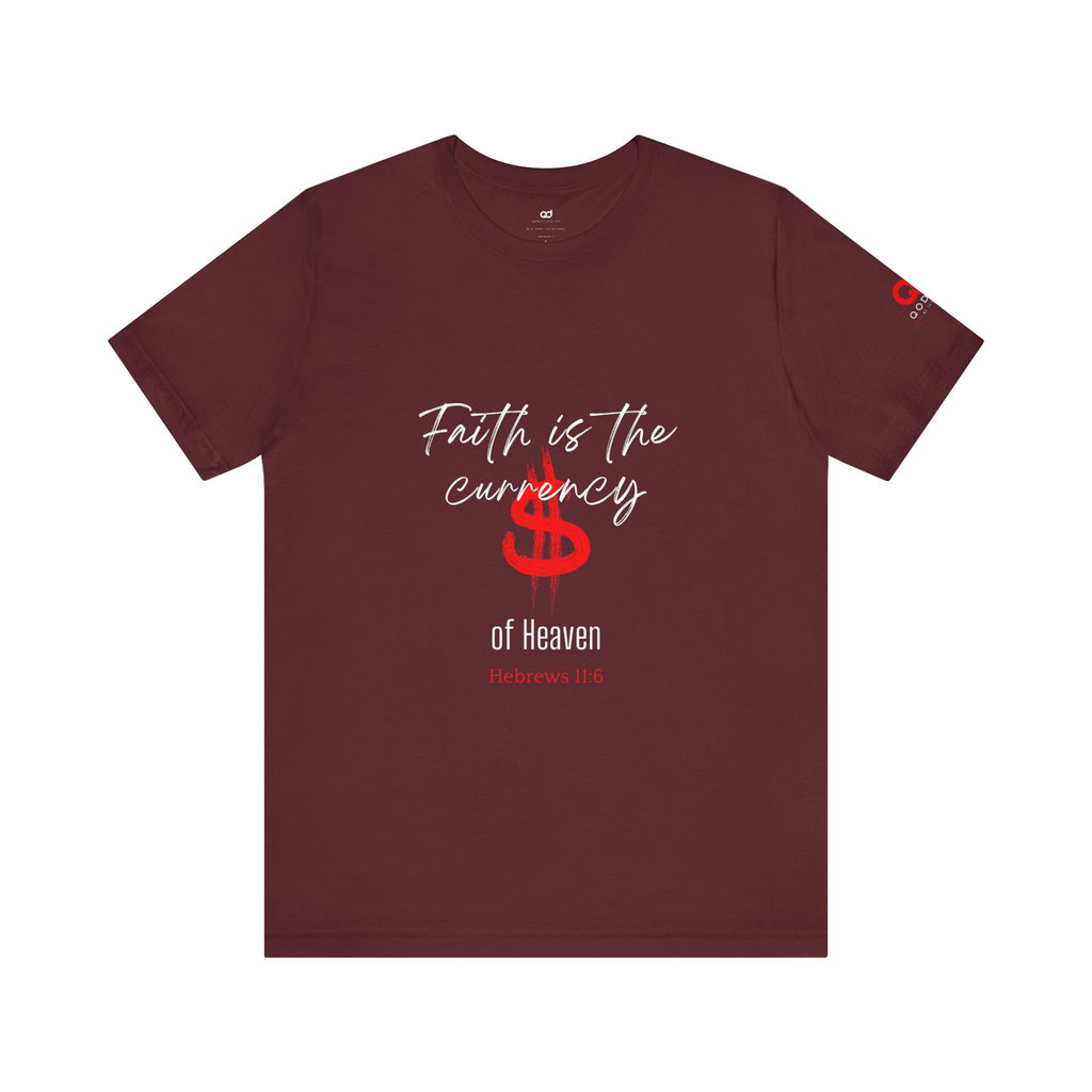 Faith & Finance T-Shirt — Red Dollar Currency Design (Hebrews 11:6)