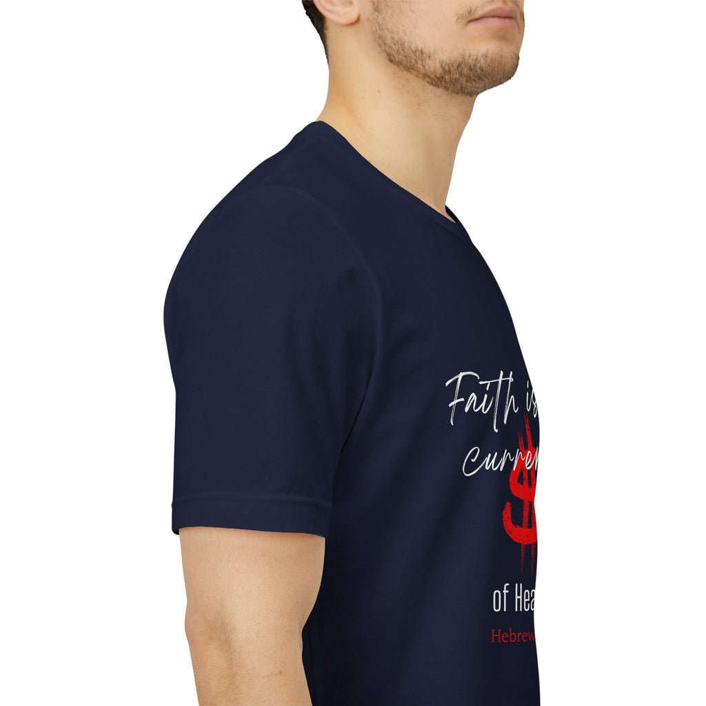Faith & Finance T-Shirt — Red Dollar Currency Design (Hebrews 11:6)