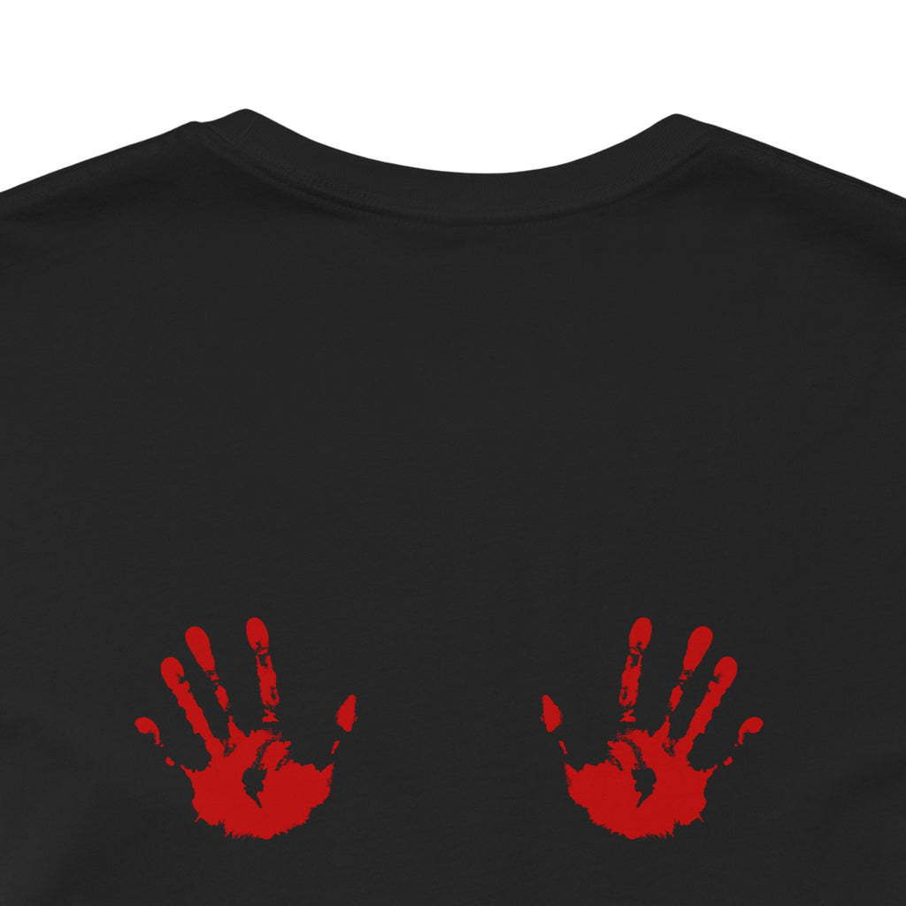 Freedom Stamp T‑Shirt — Distressed Red 'FREEDOM' Graphic Tee with Handprint Back