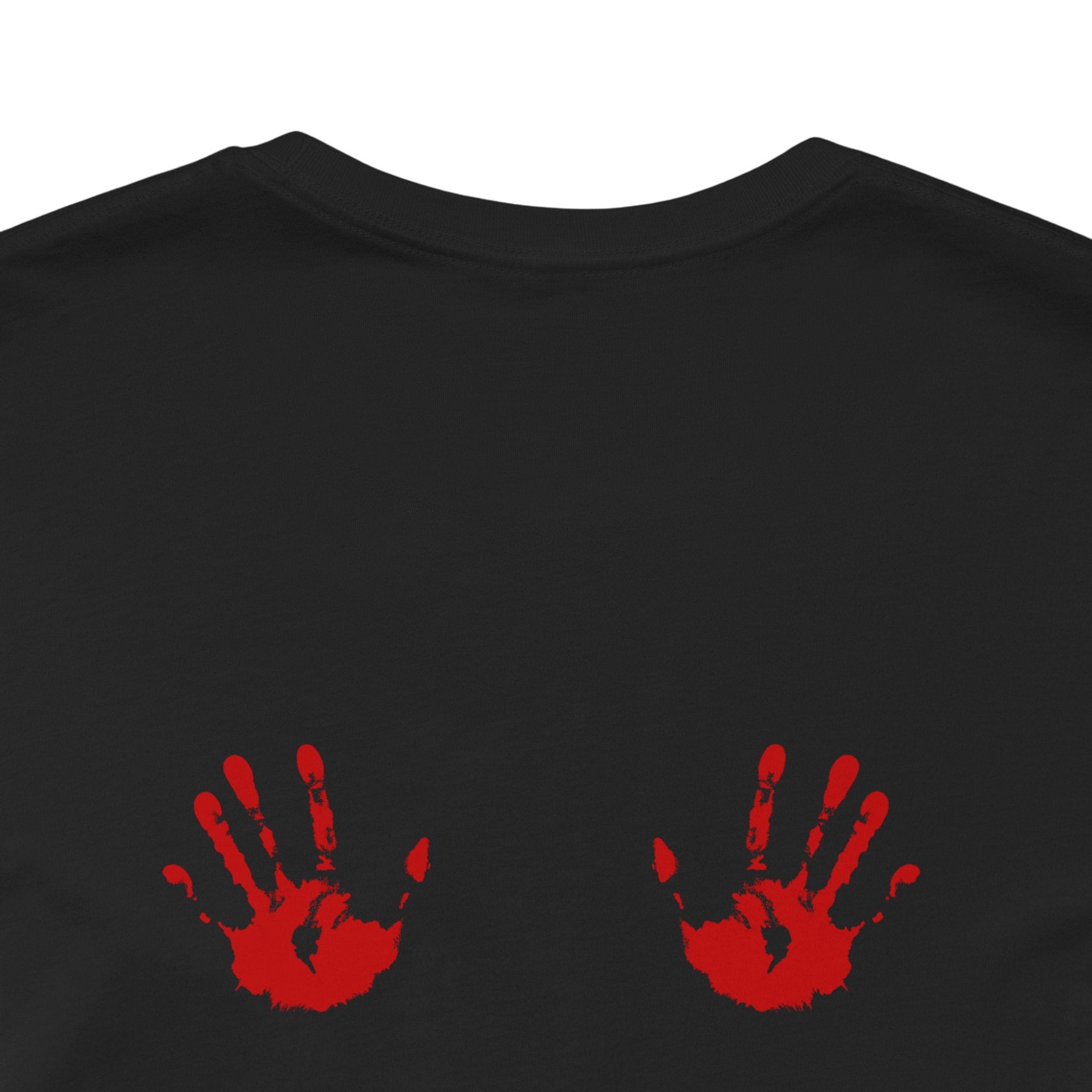 Freedom Stamp T‑Shirt — Distressed Red 'FREEDOM' Graphic Tee with Handprint Back