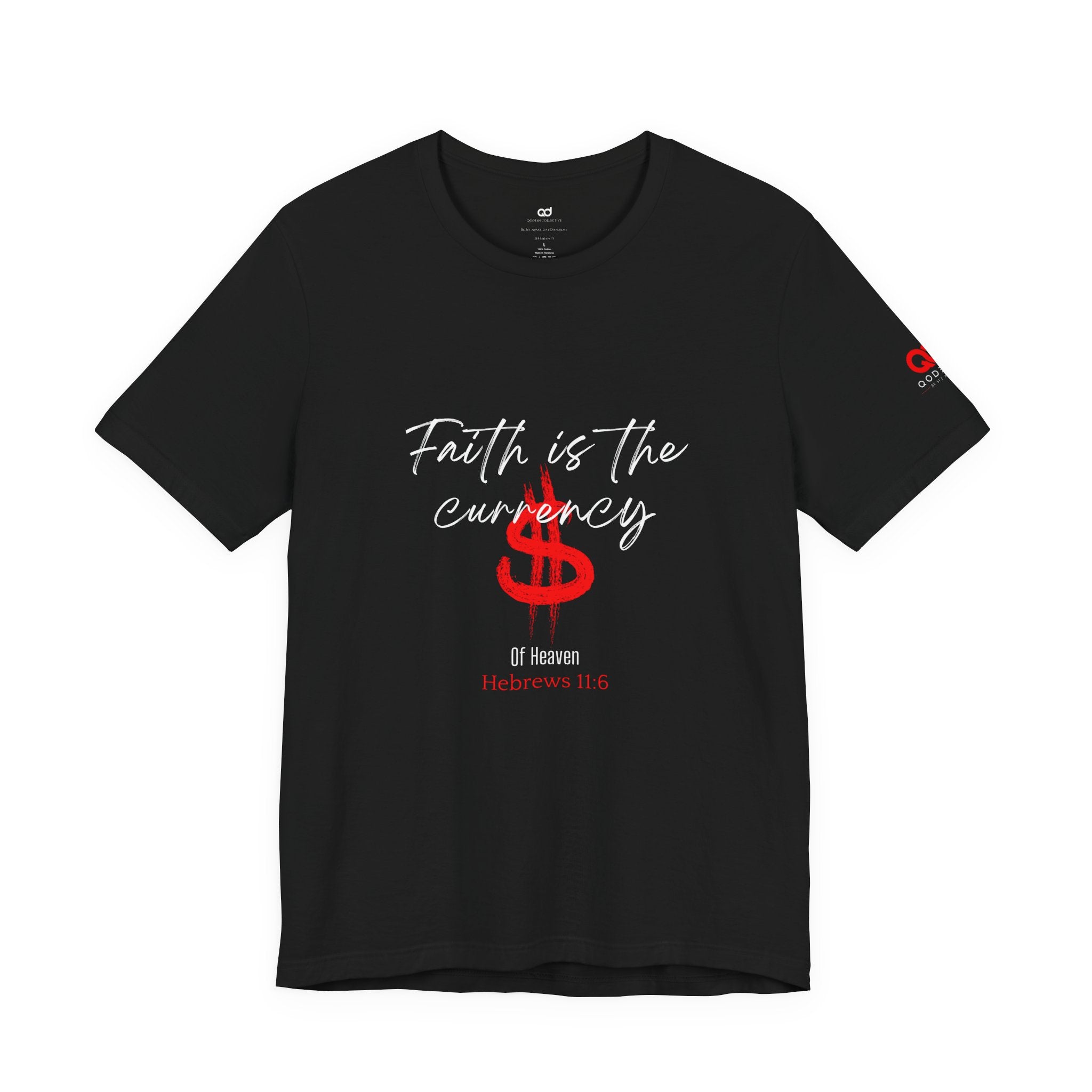 Faith & Finance T-Shirt — Red Dollar Cross Design (Hebrews 11:6)