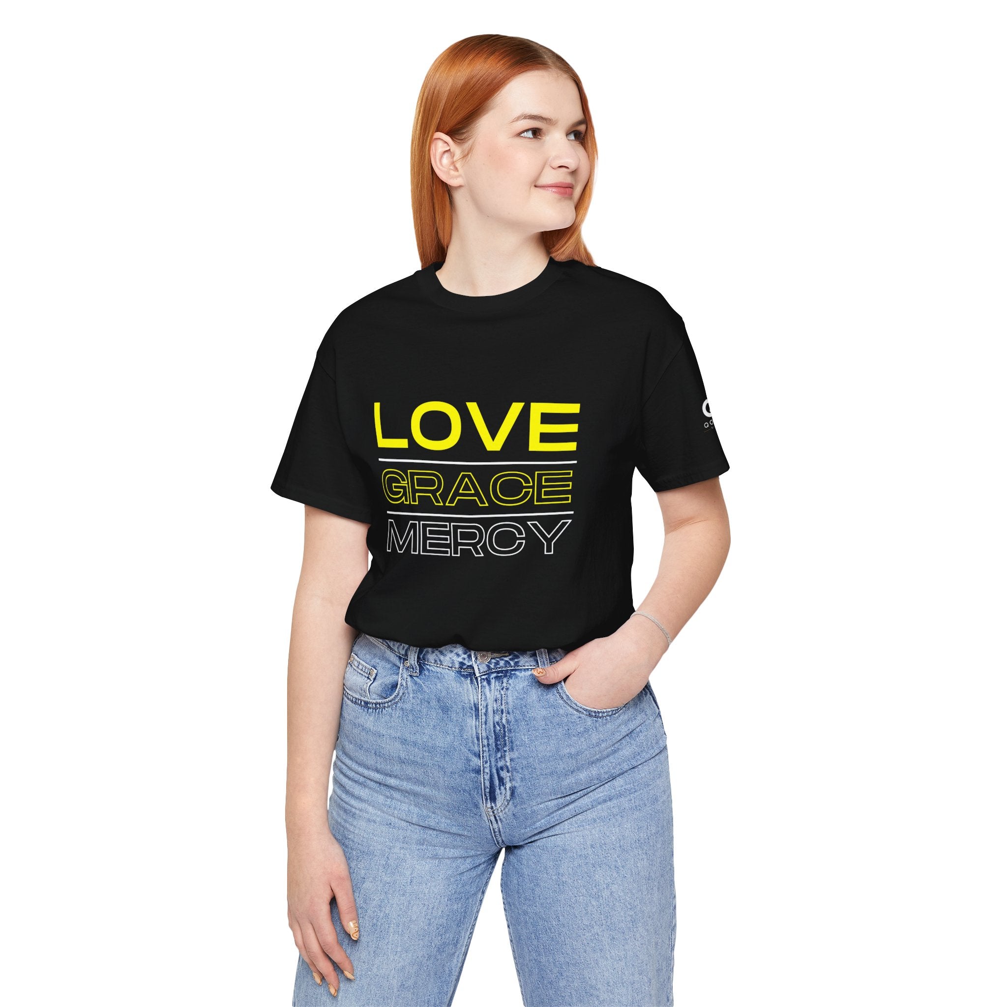 Kingdom Culture Statement Tee — LOVE GRACE Minimalist Graphic Tee (Yellow Text)