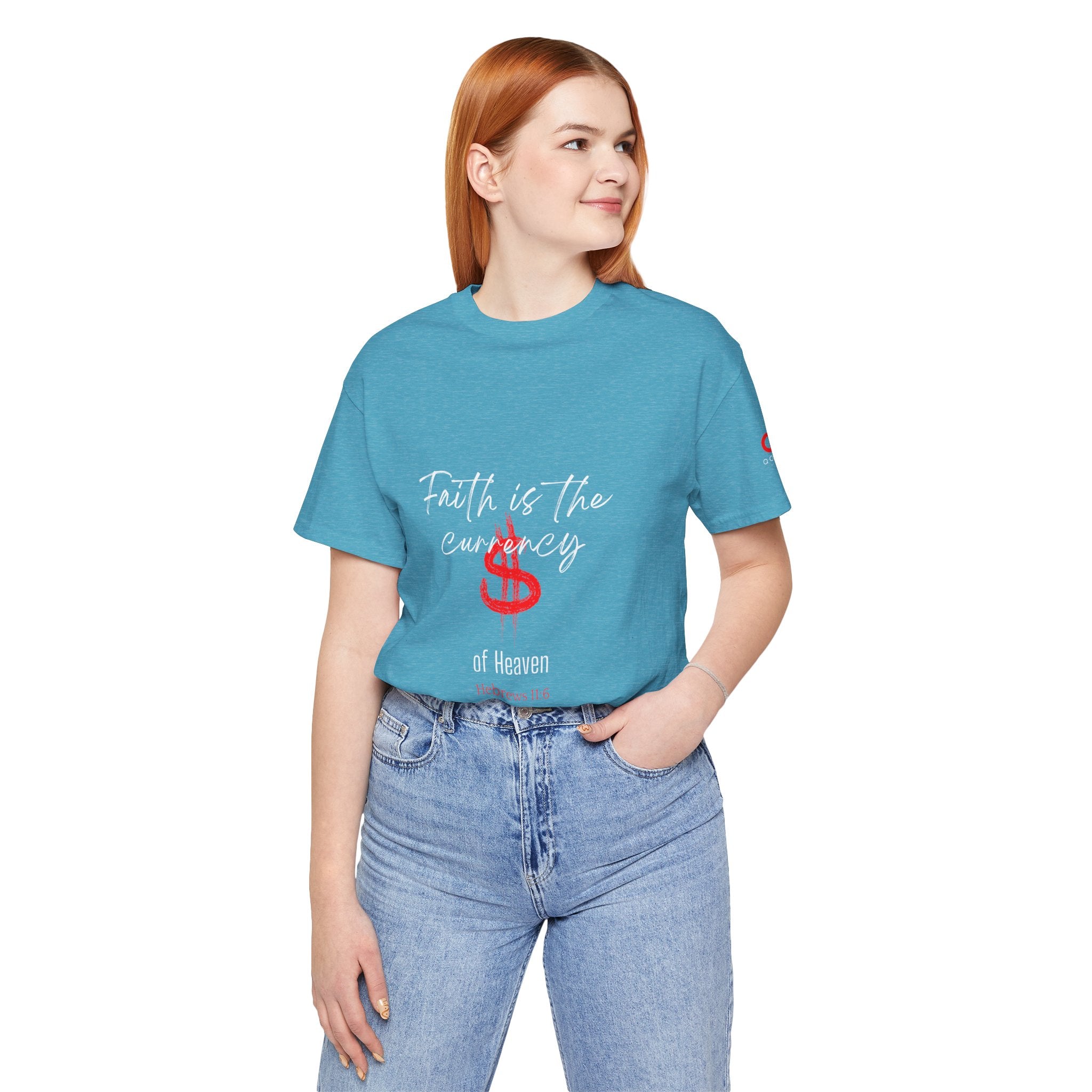 Faith & Finance T-Shirt — Red Dollar Currency Design (Hebrews 11:6)