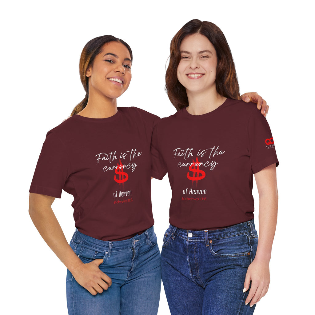 Faith & Finance T-Shirt — Red Dollar Currency Design (Hebrews 11:6)