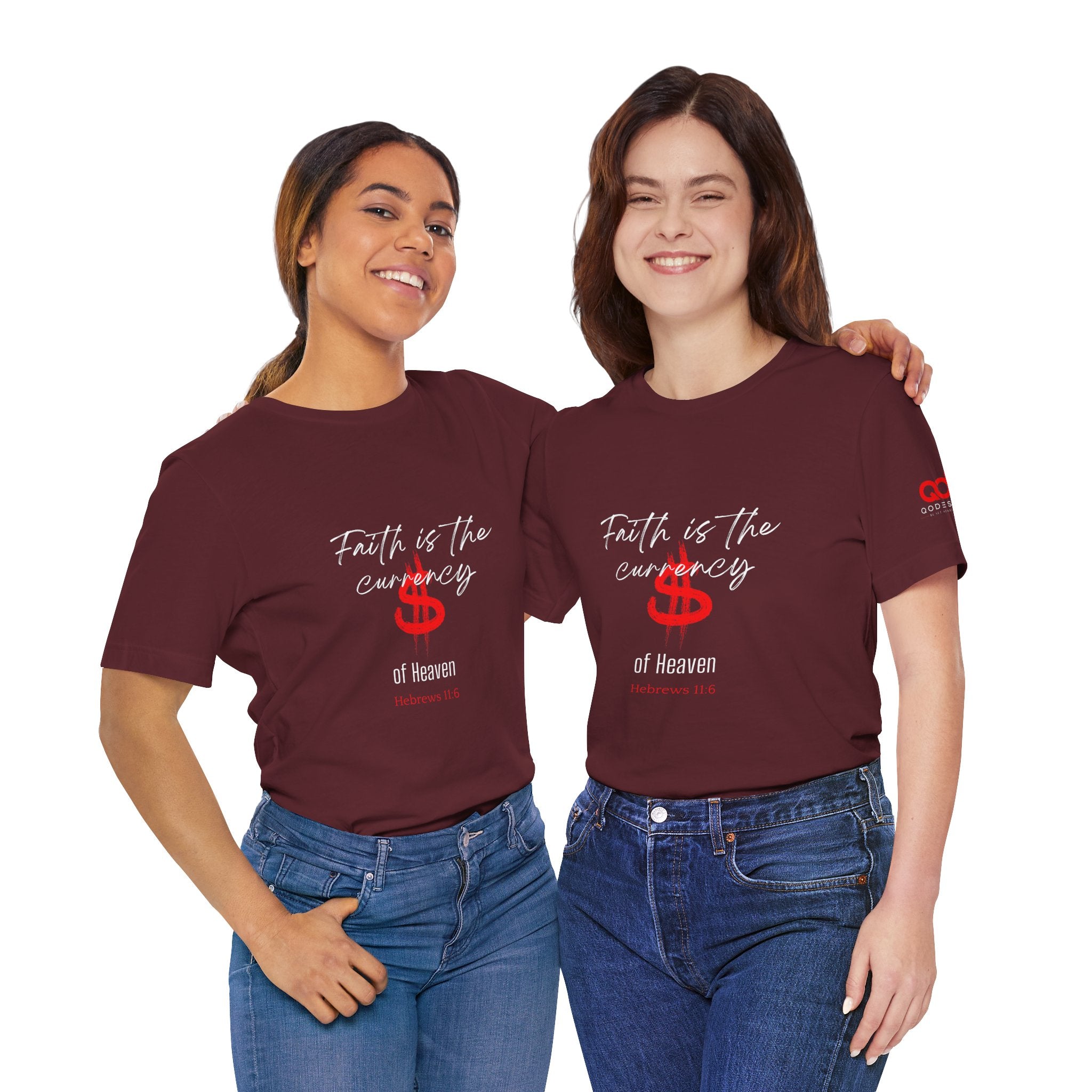 Faith & Finance T-Shirt — Red Dollar Currency Design (Hebrews 11:6)