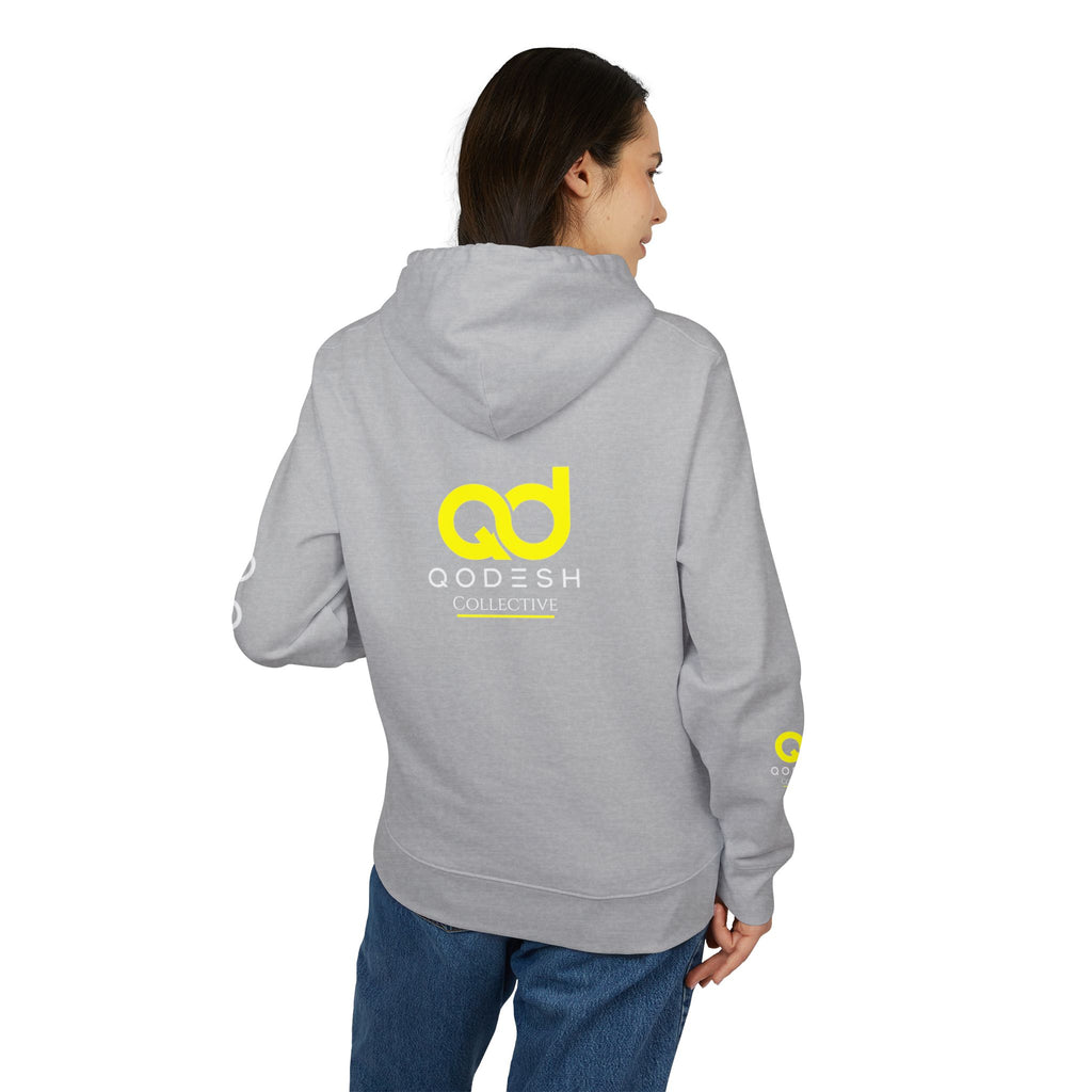 Love, Grace, Mercy Minimalist Hoodie — Yellow "LOVE" Graphic Pullover