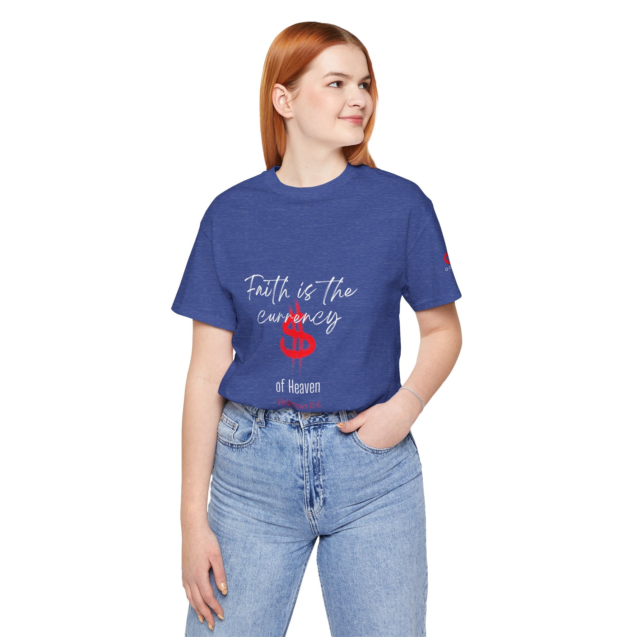 Faith & Finance T-Shirt — Red Dollar Currency Design (Hebrews 11:6)