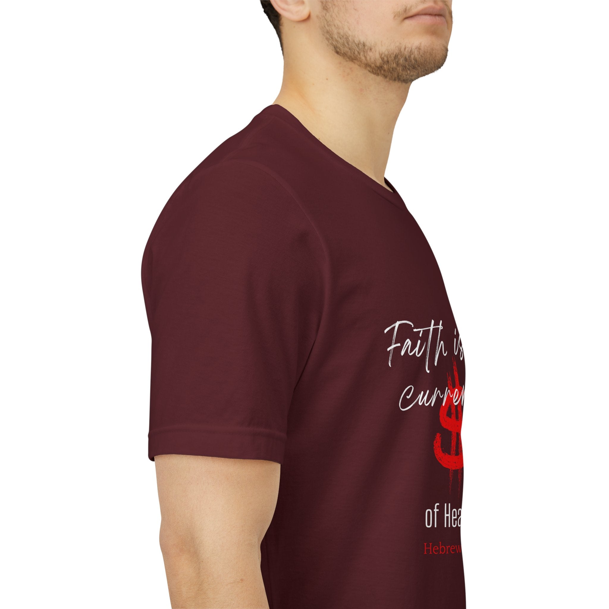 Faith & Finance T-Shirt — Red Dollar Currency Design (Hebrews 11:6)