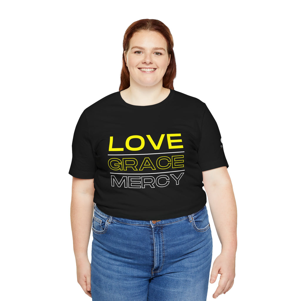 Kingdom Culture Statement Tee — LOVE GRACE Minimalist Graphic Tee (Yellow Text)