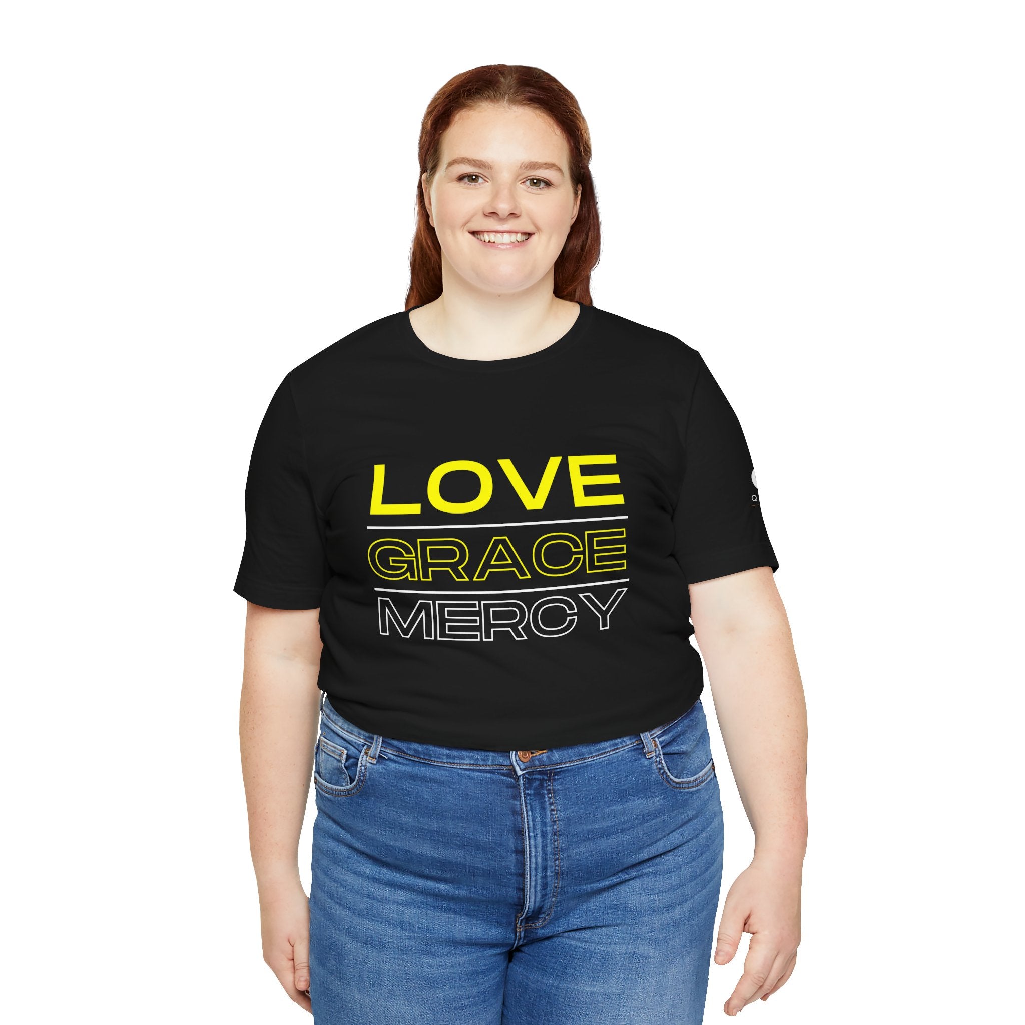 Kingdom Culture Statement Tee — LOVE GRACE Minimalist Graphic Tee (Yellow Text)