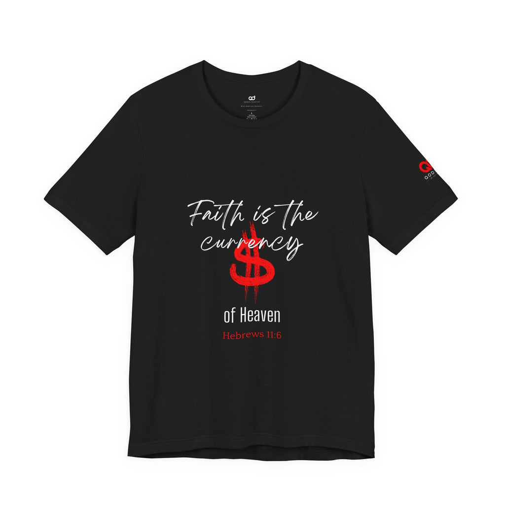 Faith & Finance T-Shirt — Red Dollar Currency Design (Hebrews 11:6)