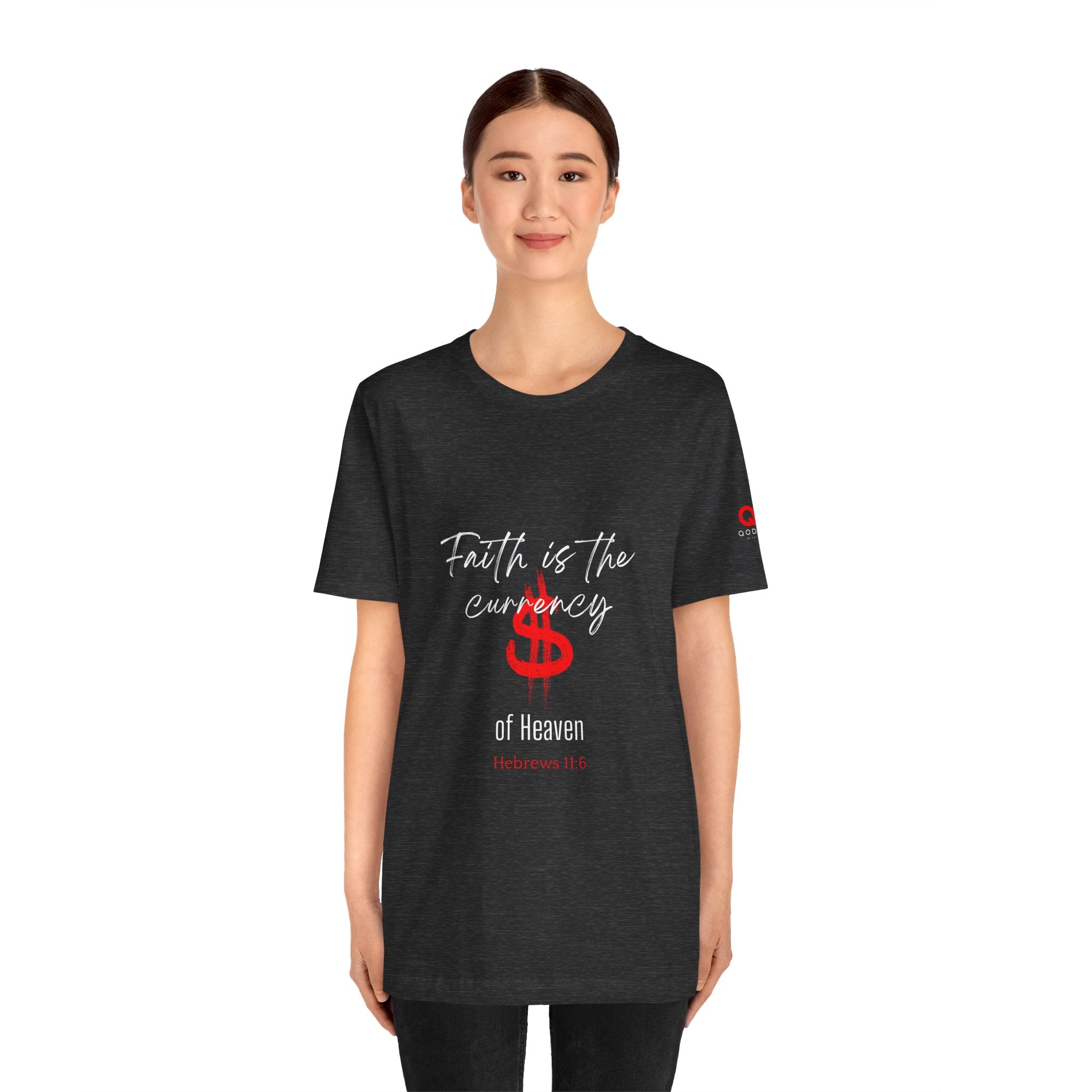 Faith & Finance T-Shirt — Red Dollar Currency Design (Hebrews 11:6)