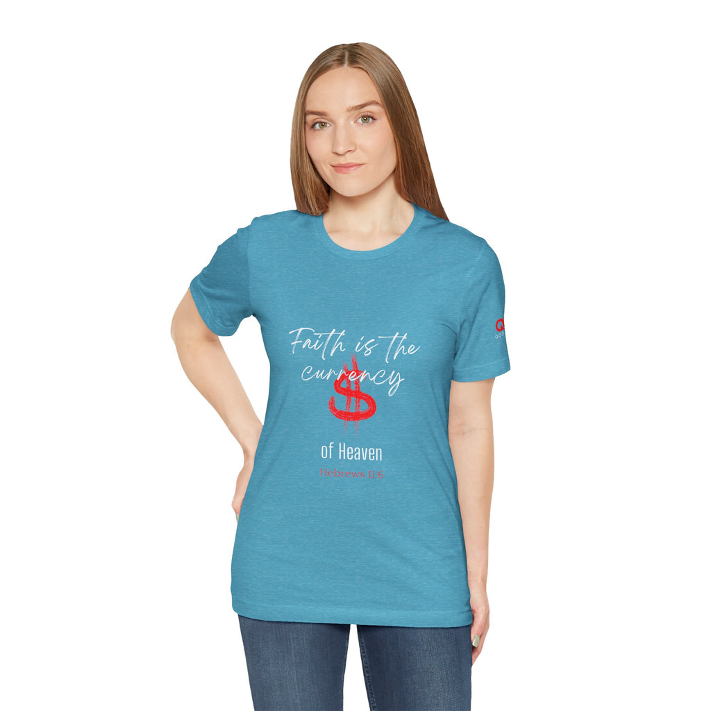 Faith & Finance T-Shirt — Red Dollar Currency Design (Hebrews 11:6)