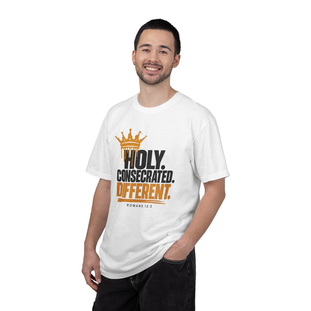Holy. Consecrated. Different. T-Shirt — Christian Faith Tee (Romans 12:2)