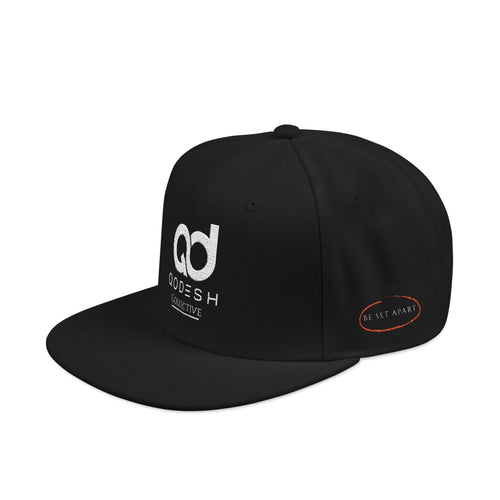 Embroidered Qodesh Set Apart Cap Logo Snapback Hat — Premium Faith Inspired Hat - Streetwear Black Flat Bill Cap